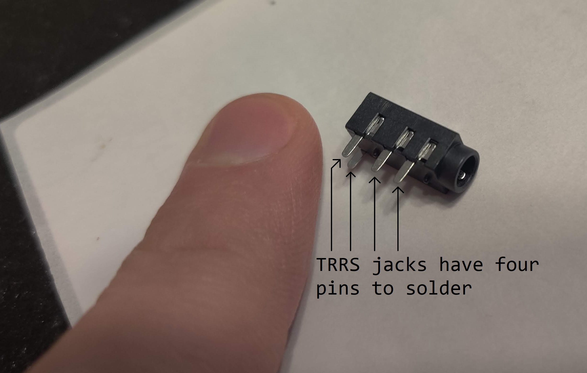 A view of the TRRS jack, pre-soldering